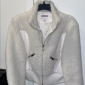 I AM GIA shearling & leather cropped jacket